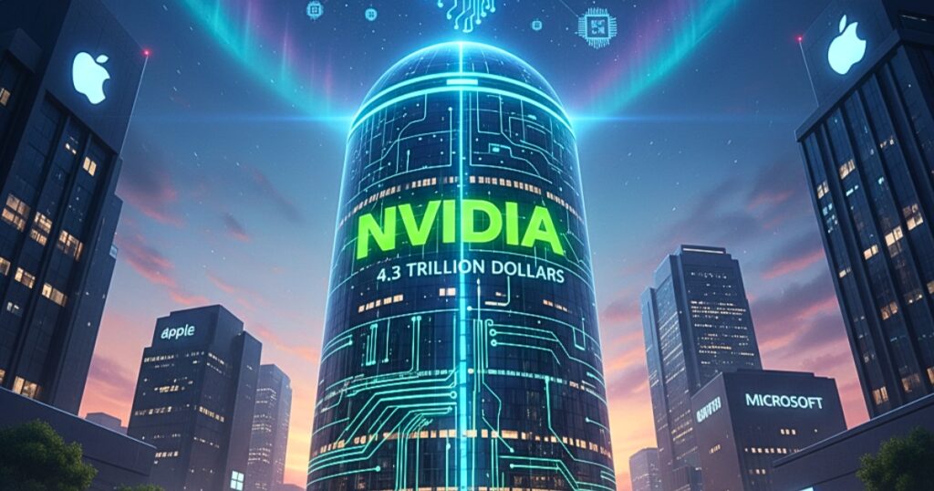 Jensen Huang’s company becomes the world’s most valuable, driven by its dominance in chips that power the artificial intelligence revolution.