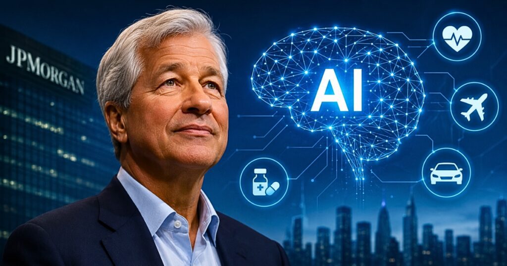 The CEO of JPMorgan Chase says that artificial intelligence will transform medicine, reduce working hours, and make everyday life safer.